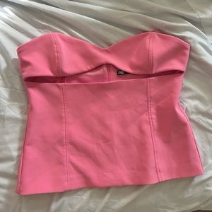 Zara Pink Cutout Strapless Tubetop